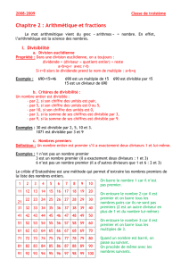 Chapitre 2 : Arithmétique et fractions