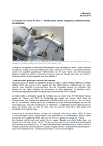 LeMonde.fr 09 mai 2016 Le cancer en France en 2015 : 150 000