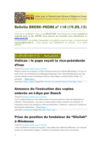 Bulletin ARCRE–PECRE nº 110 (19.02.15)