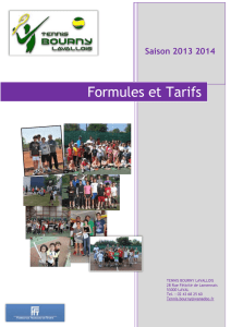 FORMULE BABY TENNIS - Tennis Bourny Lavallois