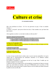 TRIBUNE Culture et crise, par