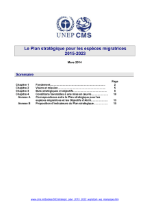Le Plan stratégique pour les espèces migratrices 2015-2023