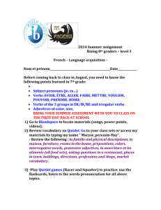 2014 Summer assignment Rising 8 th graders – level 3 French