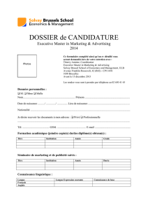 DOSSIER de CANDIDATURE Executive Master in Marketing