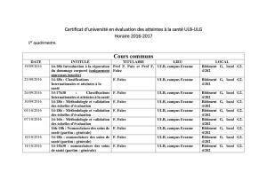 Certificat d`université en évaluation des atteintes à la santé ULB-ULG