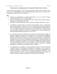 Protocole pour les communications en français dans l`Église Unie