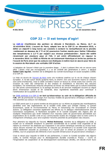 COP 22 - Communiqué de presse