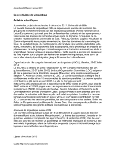 Jahresbericht/Rapport annuel 2011 Société Suisse de Linguistique