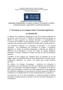 1 er Workshop sur Les langues dans l`économie algérienne
