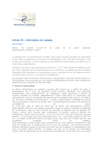 Article 35 - Information du malade