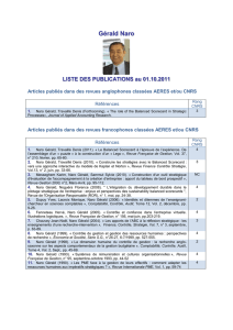 Gérald Naro LISTE DES PUBLICATIONS au 01.10.2011