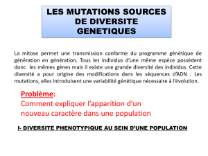 LES MUTATIONS SOURCES DE DIVERSITE GENETIQUES