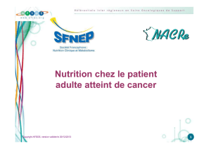 Référentiel AFSOS Nutrition chez le patient adulte atteint de cancer