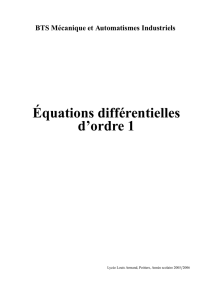 Equations différentielles d`ordre 1