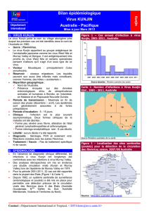 Bilan épidémiologique Virus KUNJIN Australie - Pacifique