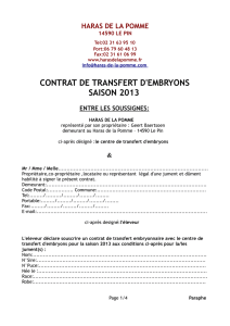 contrat de transfert d`embryons saison 2013