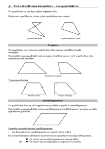 4e – Fiche de référence Géométrie 1 – Les quadrilatères