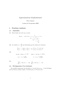 Approximations diophantiennes 1. Fractions continues