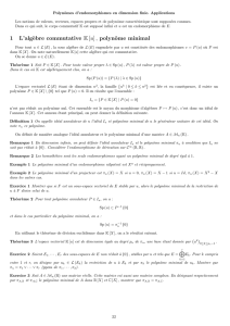 1 L`alg`ebre commutative K[ u], polynôme minimal