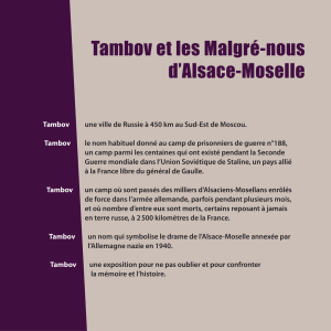 Tambov et les Malgré-nous d`Alsace-Moselle