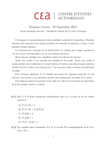 Examen d`accès - 28 Septembre 2012