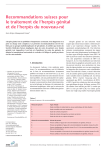 Recommandations suisses pour le traitement de l`herpès génital et