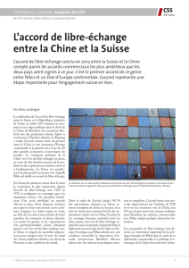 L`accord de libre-échange entre la Chine et la Suisse