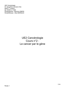 UE2 Cancérologie Cours n°2 : Le cancer par le gène
