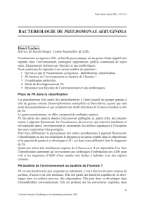 BACTERIOLOGIE DE PSEUDOMONAS AERUGINOSA