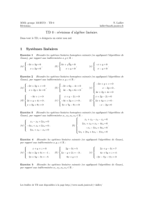 TD 0 : révisions d`algèbre linéaire. 1 Systèmes linéaires - IMJ-PRG