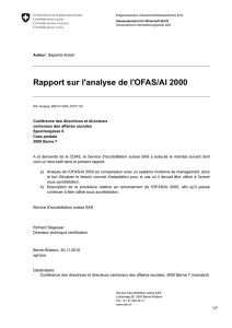 Rapport sur l`analyse de l`OFAS/AI 2000 sur