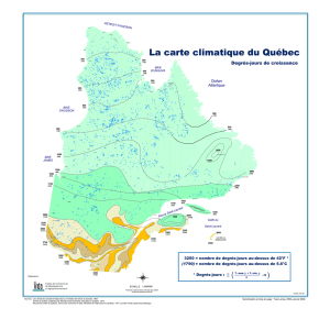 2. Carte climatique du Québec, en degrés-jours de croissance