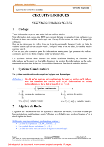 11.03 - Circuits logiques - Systèmes combinatoires