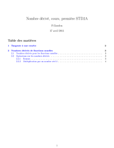 Nombre dérivé, cours, première STD2A Table des - MathsFG