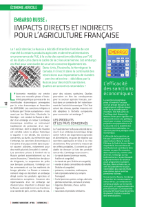impacts directs et indirects pour l`agriculture française
