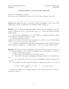Licence de Mathématiques A Université Joseph Fourier Topologie