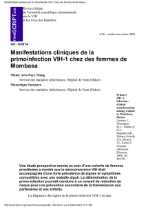 Manifestations cliniques de la primoinfection VIH