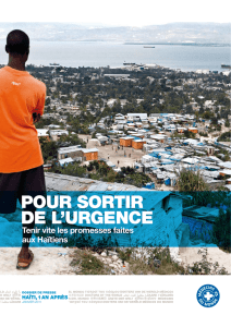 Dossier de presse : Un an après le séisme en Haïti, janvier 2011