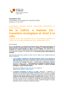 De la COP21 à Habitat III : transition écologique et droit