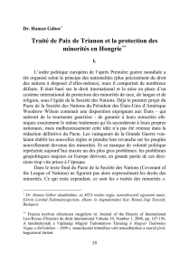 Traité de Paix de Trianon et la protection des minorités en Hongrie