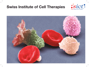 Plaquette SICT - Swiss Institute of Cell Therapies