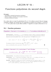 LEÇON N˚51 : Fonctions polynômes du second