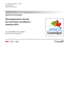Développements récents de l`économie canadienne : automne 2013