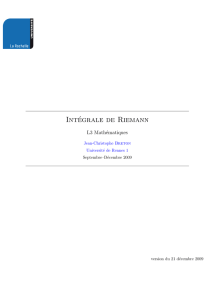 Intégrale de Riemann - Université de Rennes 1
