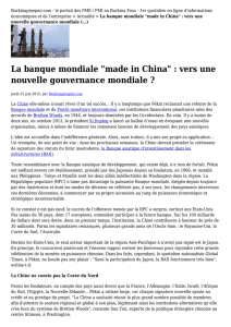 La banque mondiale "made in China" : vers une