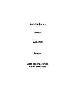 Mathématiques Prétest MAT-5109 Annexe Liste des théorèmes et