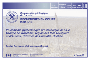 Commission géologique du Canada RECHERCHES EN COURS