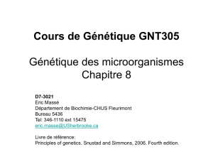 Cours de Génétique GNT305 Génétique des microorganismes