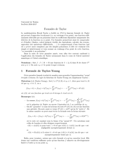 Formules de Taylor 1 Formule de Taylor-Young - Ersoy@univ
