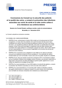 Conclusions du Conseil sur la sécurité des patients et la qualité des